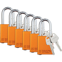 Cadenas de verrouillage Velocity, Orange, Cl&eacute;s identiques, Aluminium, Largeur de 1-1/2" - Brady 153751
