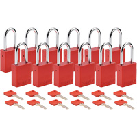 Cadenas de verrouillage Velocity, Rouge, Cl&eacute;s diff&eacute;rentes, Aluminium, Largeur de 1-1/2" - Brady 153752