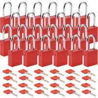 Cadenas de verrouillage Velocity, Rouge, Cl&eacute;s diff&eacute;rentes, Aluminium, Largeur de 1-1/2" - Brady 153754