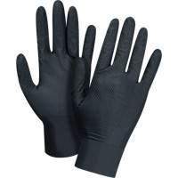 Gants d'examen de poids lourd &agrave; prise tactile, T-Grand, Nitrile, 8 mils, Sans poudre, Noir, Classe 2 - Produits de sécurité Zenith 