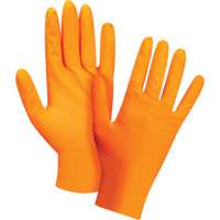 Gants d'examen de poids lourd &agrave; prise tactile, Moyen, Nitrile, 8 mils, Sans poudre, Orange, Classe 2 - Produits de sécurité Zenith 