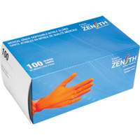 Gants d'examen de poids lourd &agrave; prise tactile, Moyen, Nitrile, 8 mils, Sans poudre, Orange, Classe 2 - Produits de sécurité Zenith 