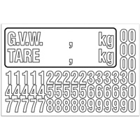 G.V.W. Truck Number Kit, Assorted Numbers/Letters/Punctuation, White -  