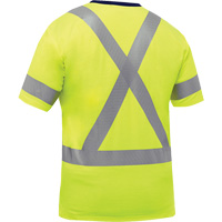 Chemise &agrave; manches courtes et X au dos Bisley, Poly-coton, 5T-Grand, Jaune lime haute visibilit&eacute; - PIP Global Safety PC313M1118X-LY/5XL