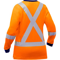 Chemise &agrave; manches longues et X au dos Bisley pour femmes, Poly-coton, Petit, Orange haute visibilit&eacute; - PIP Global Safety PC313W6118X-OR/S