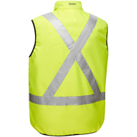 Veste bouffante r&eacute;versible avec X au dos Bisley, Jaune lime haute visibilit&eacute;, Petit, Polyester - PIP Global Safety PC332M0330X-LY/S