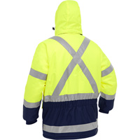 Bisley&reg; X-Back Extreme Cold Jacket with Navy Bottom, Polyester, High Visibility Lime-Yellow, X-Large - PIP Global Safety PC343M6450X-LY/XL