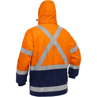 Bisley&reg; X-Back Extreme Cold Jacket with Navy Bottom, Polyester, High Visibility Orange, Large - PIP Global Safety PC343M6450X-OR/L
