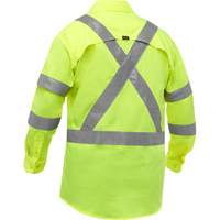 Bisley&reg; X-Back Long Sleeve Work Shirt with X-Airflow, Poly-Cotton, Small, High Visibility Lime-Yellow - PIP Global Safety PC313M6490X-LY/S