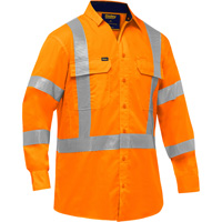 Bisley&reg; X-Back Long Sleeve Work Shirt with X-Airflow, Poly-Cotton, X-Large, High Visibility Orange - PIP Global Safety PC313M6490X-OR/XL