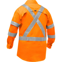 Bisley&reg; X-Back Long Sleeve Work Shirt with X-Airflow, Poly-Cotton, X-Large, High Visibility Orange - PIP Global Safety PC313M6490X-OR/XL