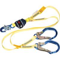 Twin-Leg Web Shock-Absorbing Lanyard, 6', Rebar Hook Center, Snap Hook Leg Ends, Polyester - 3M DBI Sala Fall Protection 1246575C