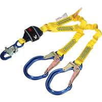 Twin-Leg Stretch Web Shock-Absorbing Lanyard, 4', Rebar Hook Center, Snap Hook Leg Ends - 3M DBI Sala Fall Protection 1246587C