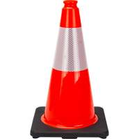 C&ocirc;ne de signalisation de premi&egrave;re qualit&eacute;, 18", Orange, Bande(s) r&eacute;fl&eacute;chissante(s) 6" - Produits de sécurité Zenith 