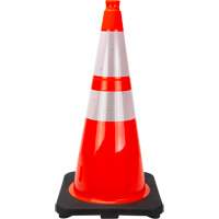 C&ocirc;ne de signalisation de premi&egrave;re qualit&eacute;, 28", Orange, Bande(s) r&eacute;fl&eacute;chissante(s) 4" & 6" - Produits de sécurité Zenith 