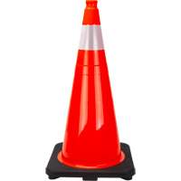 C&ocirc;ne de signalisation de premi&egrave;re qualit&eacute;, 28", Orange, Bande(s) r&eacute;fl&eacute;chissante(s) 4" - Produits de sécurité Zenith 