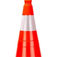 C&ocirc;ne de signalisation de premi&egrave;re qualit&eacute;, 28", Orange, Bande(s) r&eacute;fl&eacute;chissante(s) 4" - Produits de sécurité Zenith 