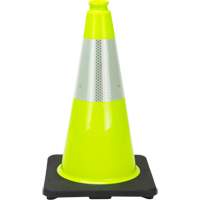 C&ocirc;ne de signalisation de premi&egrave;re qualit&eacute;, 18", Vert lime, Bande(s) r&eacute;fl&eacute;chissante(s) 6" - Produits de sécurité Zenith 