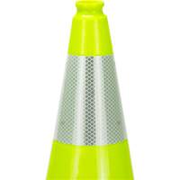 C&ocirc;ne de signalisation de premi&egrave;re qualit&eacute;, 18", Vert lime, Bande(s) r&eacute;fl&eacute;chissante(s) 6" - Produits de sécurité Zenith 