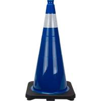 C&ocirc;ne de signalisation de premi&egrave;re qualit&eacute;, 28", Bleu, Bande(s) r&eacute;fl&eacute;chissante(s) 4" - Produits de sécurité Zenith 