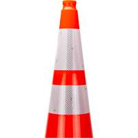 C&ocirc;ne de signalisation de premi&egrave;re qualit&eacute;, 36", Orange, Bande(s) r&eacute;fl&eacute;chissante(s) 4" & 6" - Produits de sécurité Zenith 