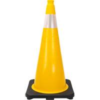 C&ocirc;ne de signalisation de premi&egrave;re qualit&eacute;, 28", Jaune, Bande(s) r&eacute;fl&eacute;chissante(s) 4" - Produits de sécurité Zenith 