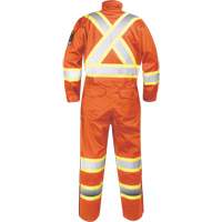 Combinaison ignifug&eacute;e avec bandes haute visibilit&eacute;, Taille Petit, Orange - Barry & Boulerice 116608MHORS