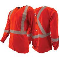 Chandail &agrave; manches longues ignifuge et r&eacute;sistant &agrave; l'arc &eacute;lectrique avec bandes de 2" Henley Atlas Guardian, T-petit, Orange haute visibilit&eacute; -  