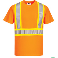 Contrast-Striped Safety T-Shirt, Polyester, 5X-Large, High Visibility Orange - IFR Workwear CA110ORR5XL