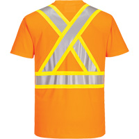 Contrast-Striped Safety T-Shirt, Polyester, 5X-Large, High Visibility Orange - IFR Workwear CA110ORR5XL