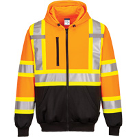 Contrast-Striped Safety Hoodie, Small, Black/High Visibility Orange - IFR Workwear CA170ORRS