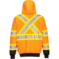 Contrast-Striped Safety Hoodie, Small, Black/High Visibility Orange - IFR Workwear CA170ORRS