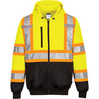 Contrast-Striped Safety Hoodie, Small, Black/High Visibility Lime-Yellow - IFR Workwear CA170YERS