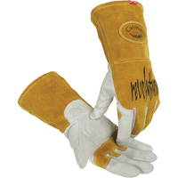 Gants de soudeur TIG/MIG de premi&egrave;re qualit&eacute; avec dos en cuir de vache refendue isol&eacute;es et ignifug&eacute;s Caiman, Cuir fleur de ch&egrave;vre, Taille T-Grand - PIP Global Safety GP1868/XL
