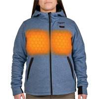 Chandail &agrave; capuchon chauffant M12 avec pile, Femmes, Grand, Bleu, Poly-coton - Milwaukee F200U-21L
