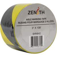 Ruban pour marquage d'all&eacute;es, 3" x 108', PVC, Noir et jaune - Produits de sécurité Zenith 