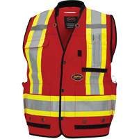 6678 Veste d'arpenteur antimicrobienne haute visibilit&eacute; avec dos en maille, Rouge, Petit, Polyester - Pioneer V1012010-S