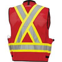 6678 Veste d'arpenteur antimicrobienne haute visibilit&eacute; avec dos en maille, Rouge, Petit, Polyester - Pioneer V1012010-S