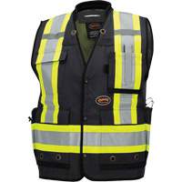 6679 Veste d'arpenteur antimicrobienne haute visibilit&eacute; avec dos en maille, Noir, Petit, Polyester - Pioneer V1012070-S