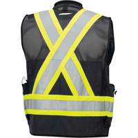 6679 Veste d'arpenteur antimicrobienne haute visibilit&eacute; avec dos en maille, Noir, Petit, Polyester - Pioneer V1012070-S
