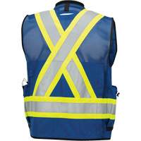 6681 Veste d'arpenteur antimicrobienne haute visibilit&eacute; avec dos en maille, Bleu royal, Petit, Polyester - Pioneer V1012080-S