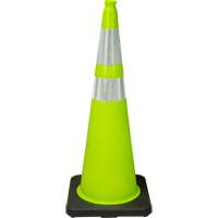 C&ocirc;ne de signalisation de premi&egrave;re qualit&eacute;, 36", Vert lime, Bande(s) r&eacute;fl&eacute;chissante(s) 4" & 6" - Produits de sécurité Zenith 