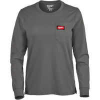 GRIDIRON Long Sleeve Pocket T-Shirt, Women's, 2X-Large, Grey - Milwaukee F551G-2X