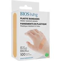 Water-Resistant Bandages, Rectangular/Square, 3", Plastic, Sterile - BIOS FA-120