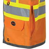 Veste de s&eacute;curit&eacute; pour arpenteur Pioneer avec fermeture &agrave; glissi&egrave;re et dos en maille, Orange haute visibilit&eacute;, Petit, Polyester - Pioneer V1010250-S