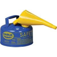 Bidon de s&eacute;curit&eacute; pour le k&eacute;ros&egrave;ne avec entonnoir, Type I, Acier galvanis&eacute;, 1 gal. US, Bleu, Homologu&eacute; FM/List&eacute; UL/ULC - Eagle Mfg. UI10FSB