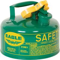Bidon de s&eacute;curit&eacute; pour les combustibles, Type I, Acier galvanis&eacute;, 1 gal. US, Vert, Homologu&eacute; FM/List&eacute; UL/ULC - Eagle Mfg. UI10SG