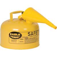 Safety Can for Diesel with Funnel, Type I, Galvanized Steel, 2.5 US gal., Yellow, FM Approved/UL/ULC Listed - Eagle Mfg. UI25FSY