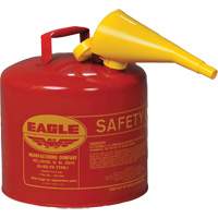 Safety Can for Flammables with Funnel, Type I, Galvanized Steel, 5 US gal., Red, FM Approved/UL/ULC Listed - Eagle Mfg. UI50FS