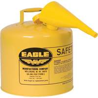 Safety Can for Diesel with Funnel, Type I, Galvanized Steel, 5 US gal., Yellow, FM Approved/UL/ULC Listed - Eagle Mfg. UI50FSY